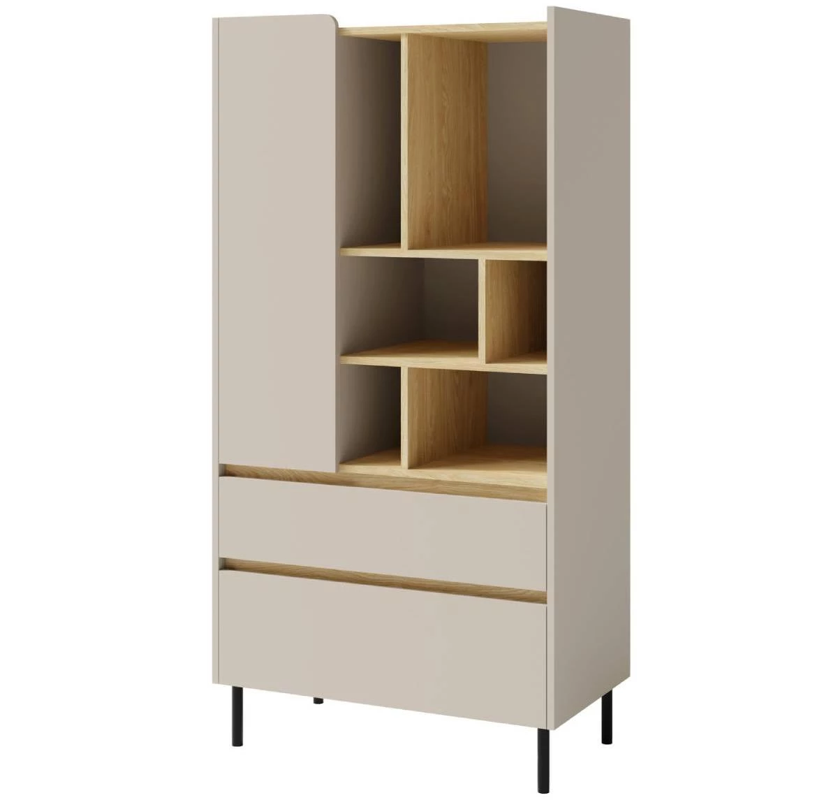 Luca LC6 2S1D vitrina 80x40x165 cm bež/hrast