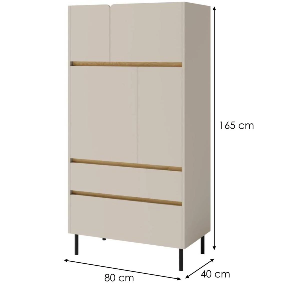 Luca LC5 2S4D vitrina 80x40x165 cm bež/hrast