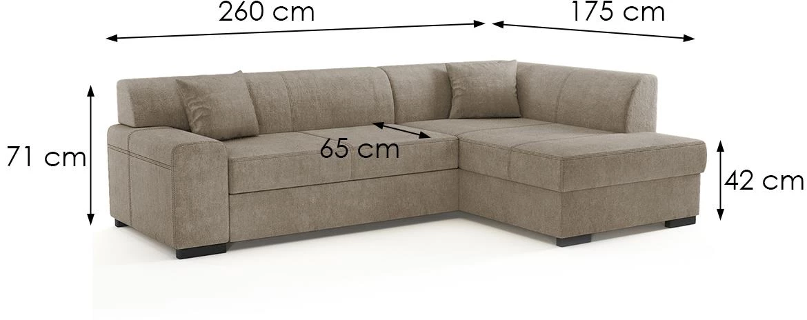 Minos ugaona garnitura s ležajem 260x175x71 Vogue 4 desna