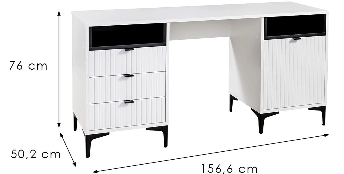 Fabio 1D3S radni stol 1vrata, 3fioke 156,6x50,5x76 beli