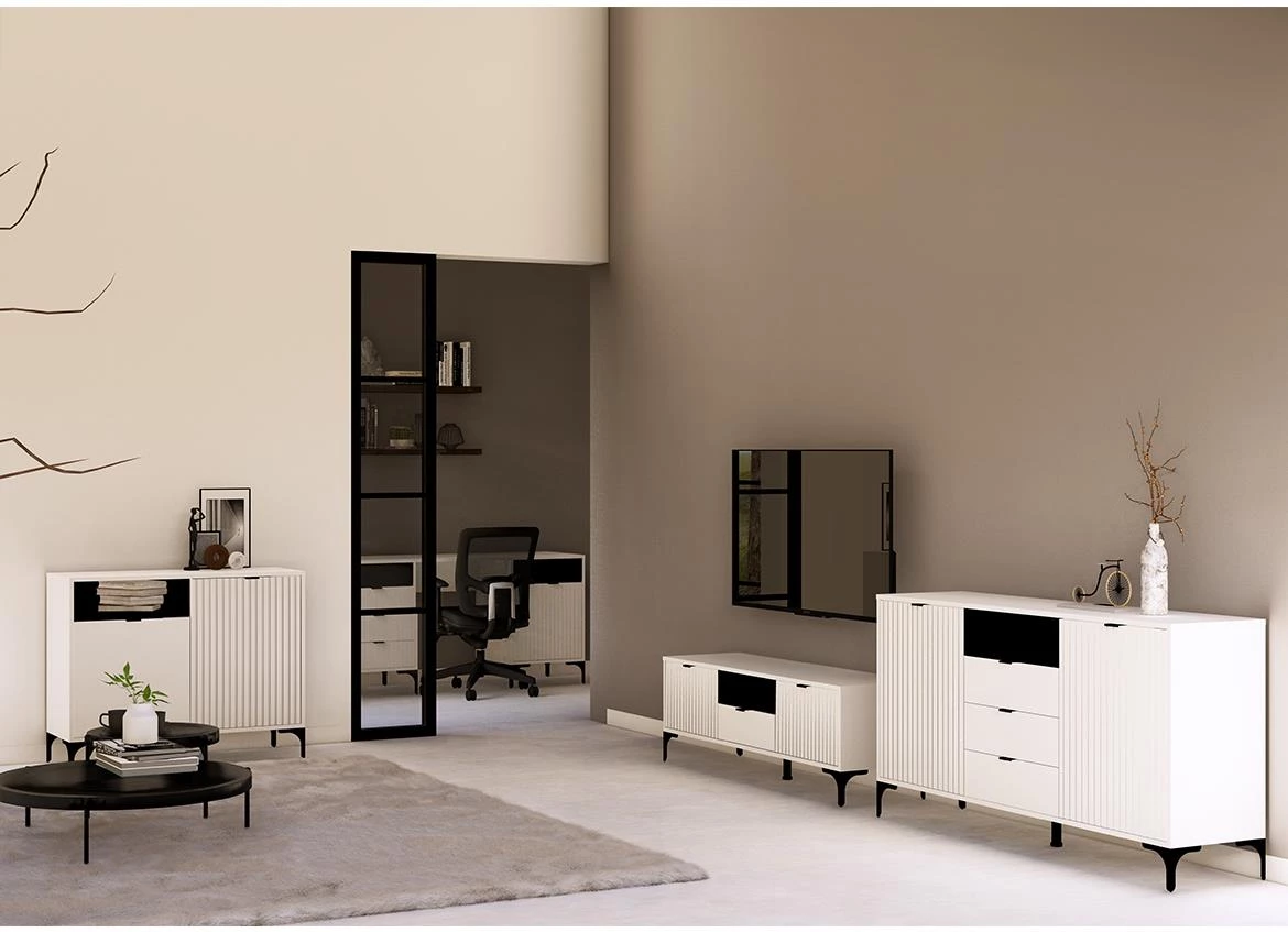 Fabio 1D3S radni stol 1vrata, 3fioke 156,6x50,5x76 beli