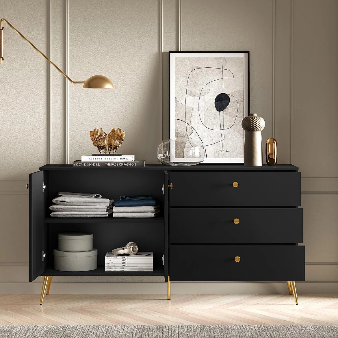 Eljot 01 komoda 160x40x85 cm crna