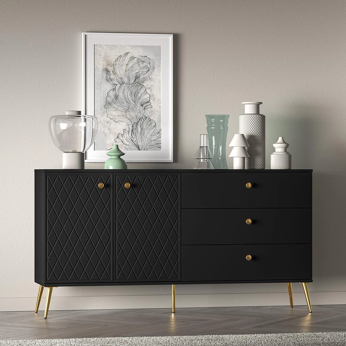 Eljot 01 komoda 160x40x85 cm crna