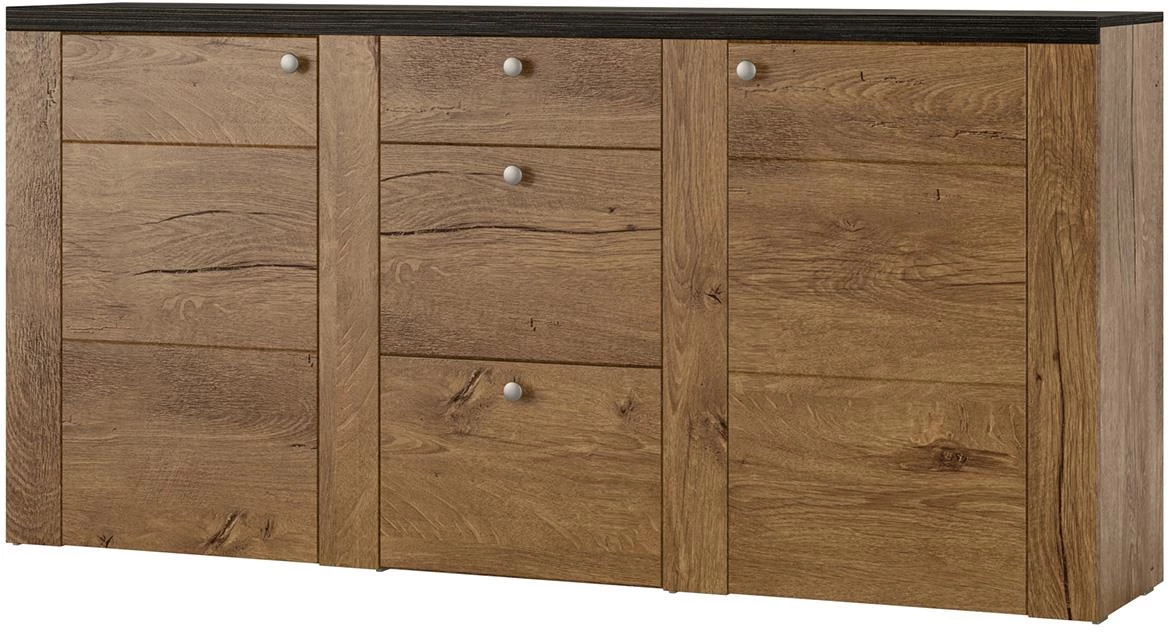 Larona 25 2D3S komoda 2vrata + 3 fioke 176x37x85 lefkas tamni natur