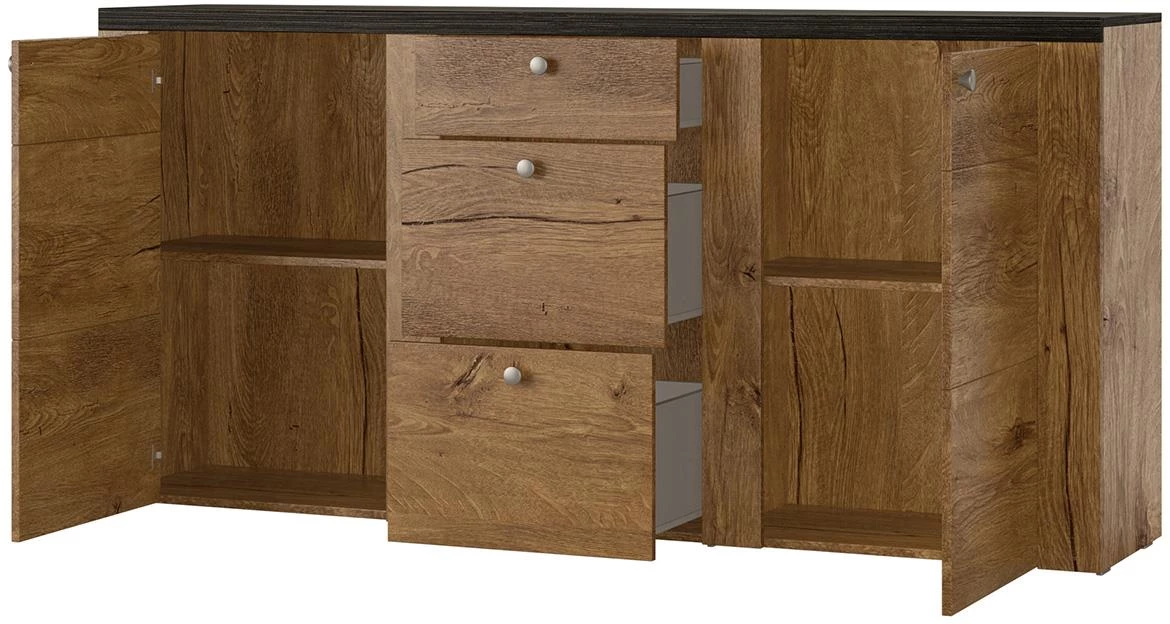 Larona 25 2D3S komoda 2vrata + 3 fioke 176x37x85 lefkas tamni natur