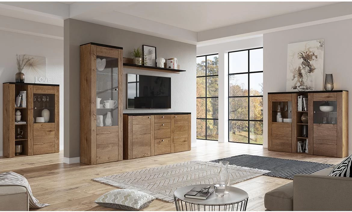 Larona 25 2D3S komoda 2vrata + 3 fioke 176x37x85 lefkas tamni natur