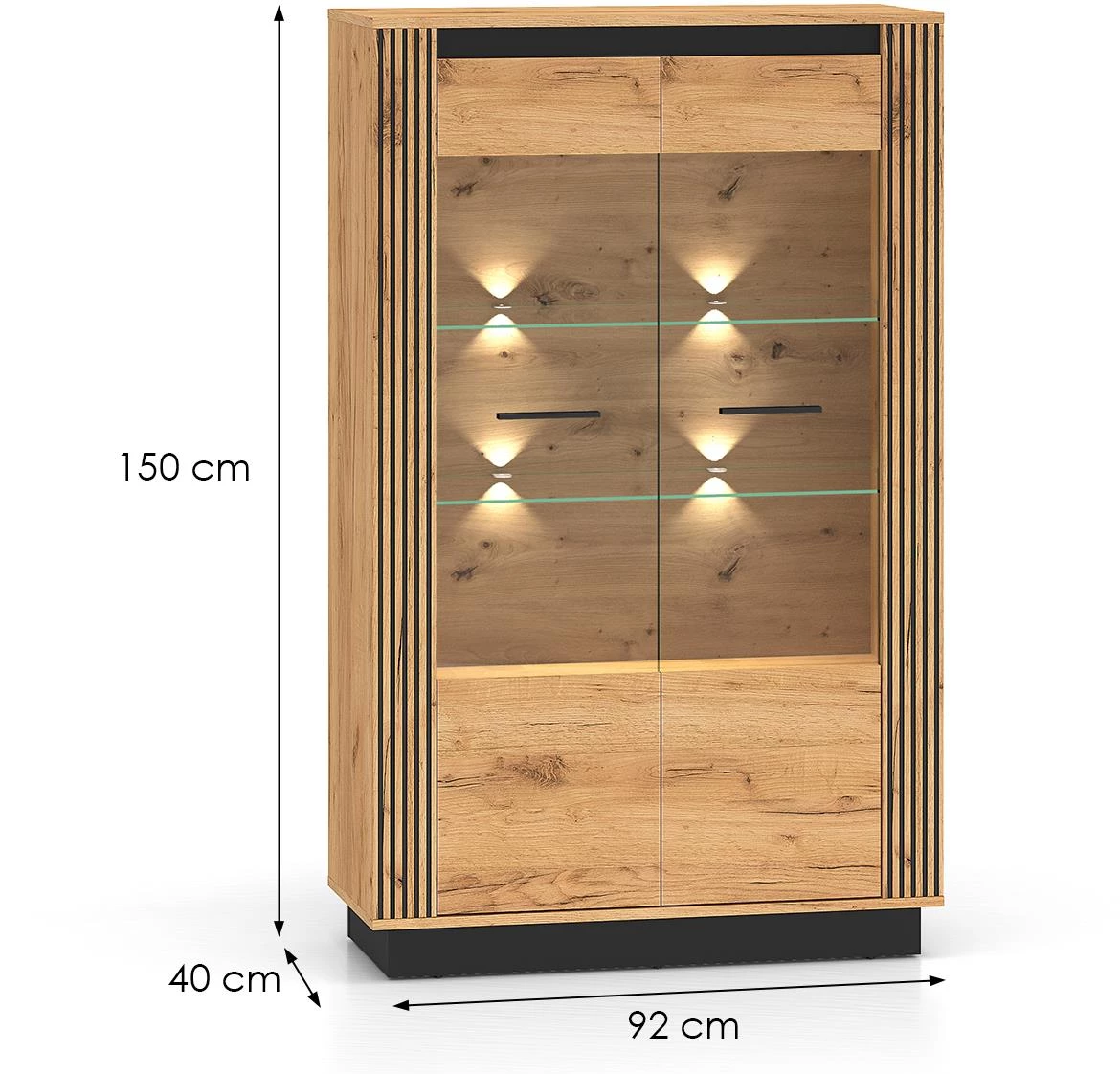 Urso 05 vitrina 92x40x141 cm hrast/crna