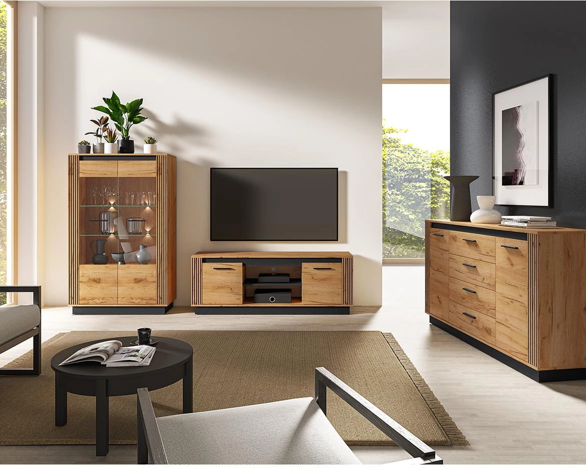 Urso 05 vitrina 92x40x141 cm hrast/crna