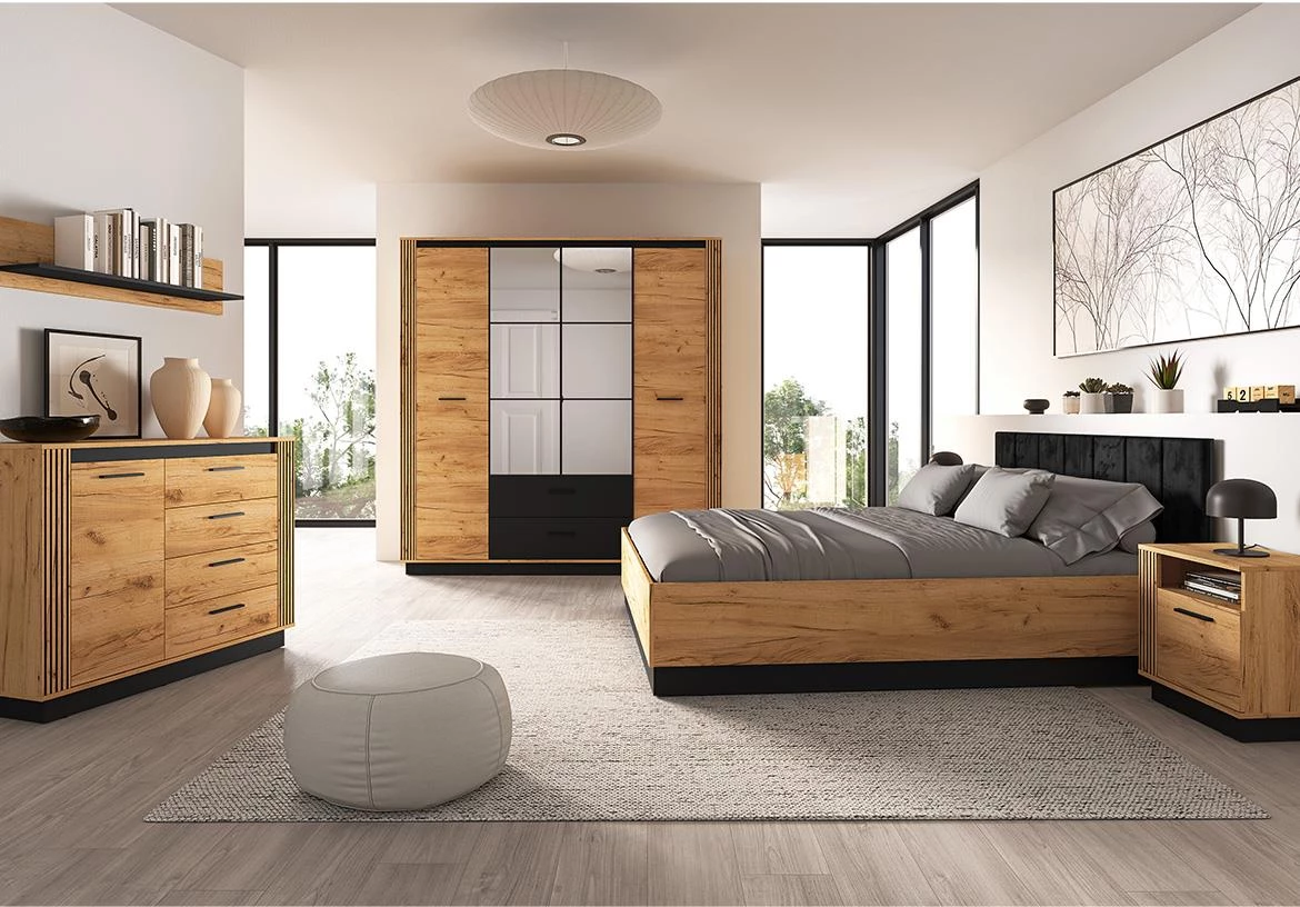 Urso 05 vitrina 92x40x141 cm hrast/crna