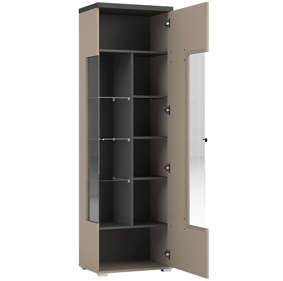 Serio 05 1D vitrina 1vrata 55x36x180 cappucino/crna reverzibilna desna/lijeva