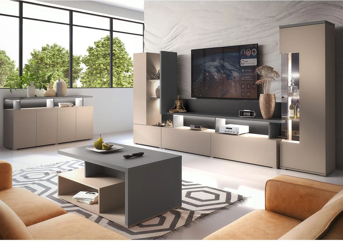 Serio 05 1D vitrina 1vrata 55x36x180 cappucino/crna reverzibilna desna/lijeva