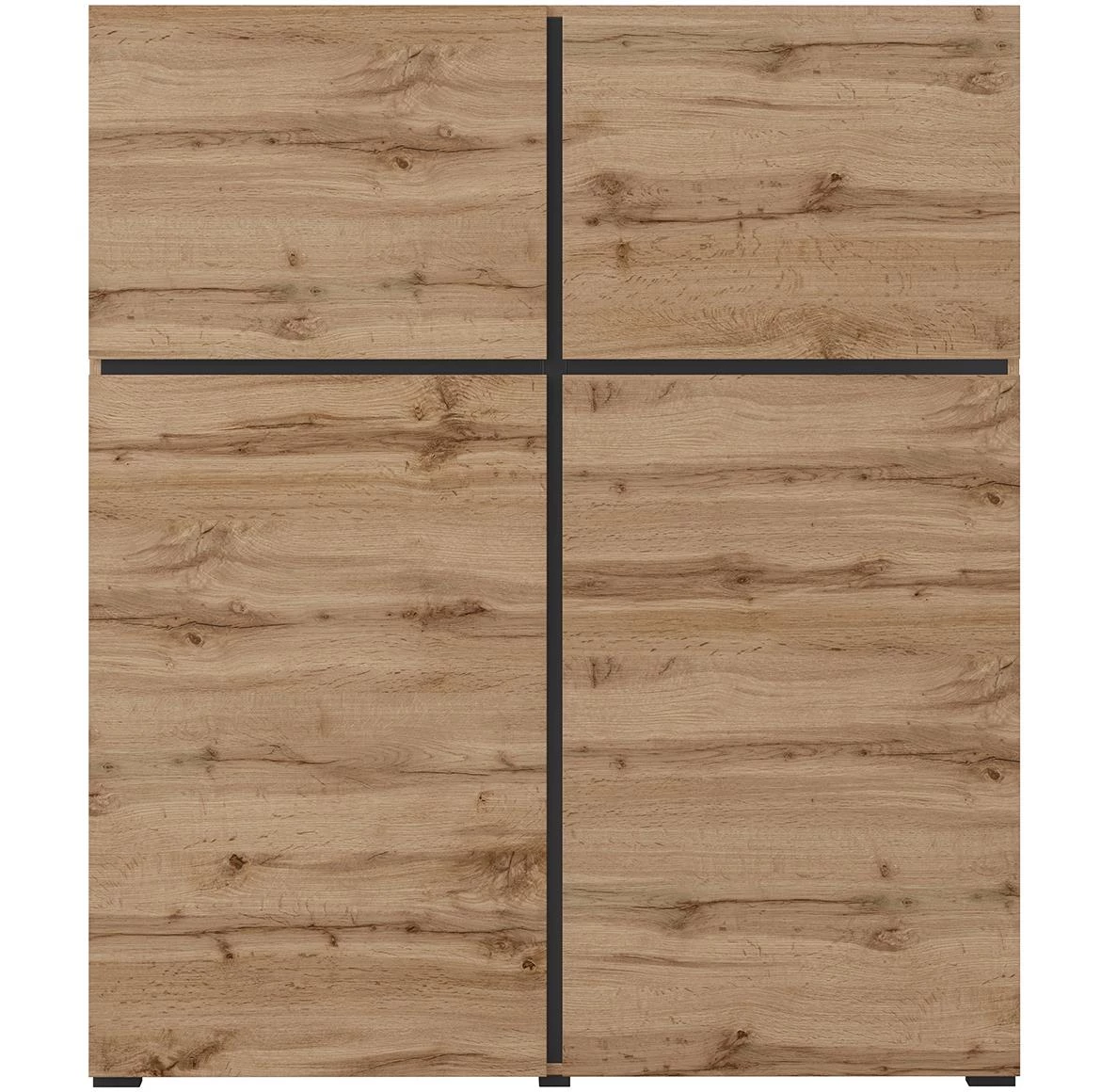 Cross 4d visoka komoda 4vrata 119x40x139 wotan hrast crna
