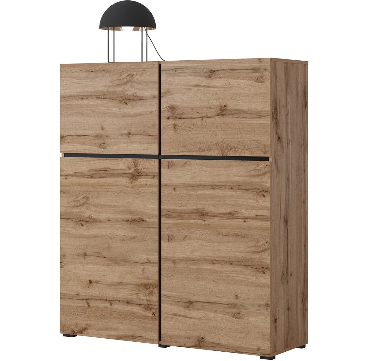 Cross 4d visoka komoda 4vrata 119x40x139 wotan hrast crna