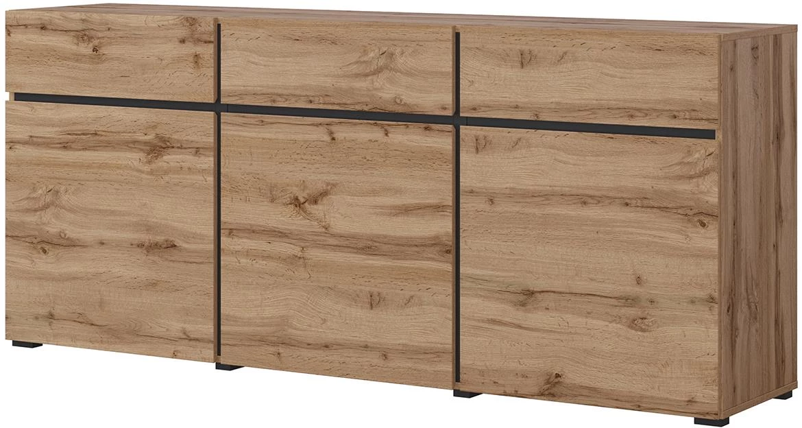 Cross 3d3s komoda 3vrata+3fioke 180x40x78 wotan hrast crna