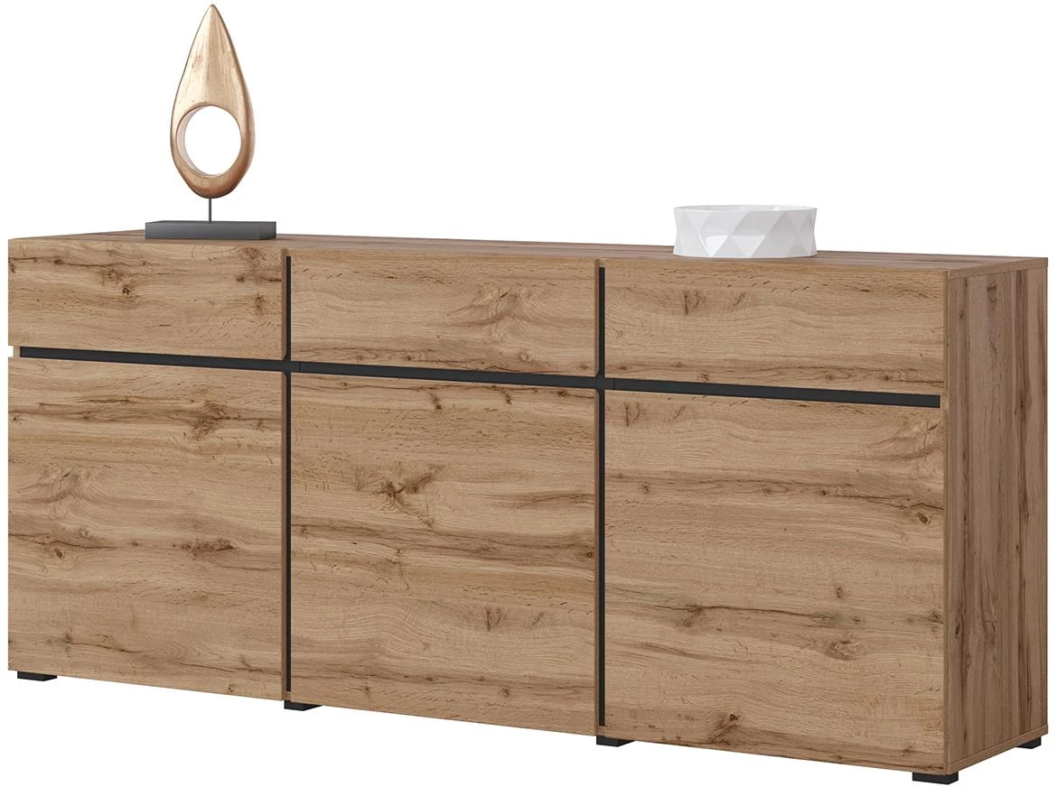 Cross 3d3s komoda 3vrata+3fioke 180x40x78 wotan hrast crna