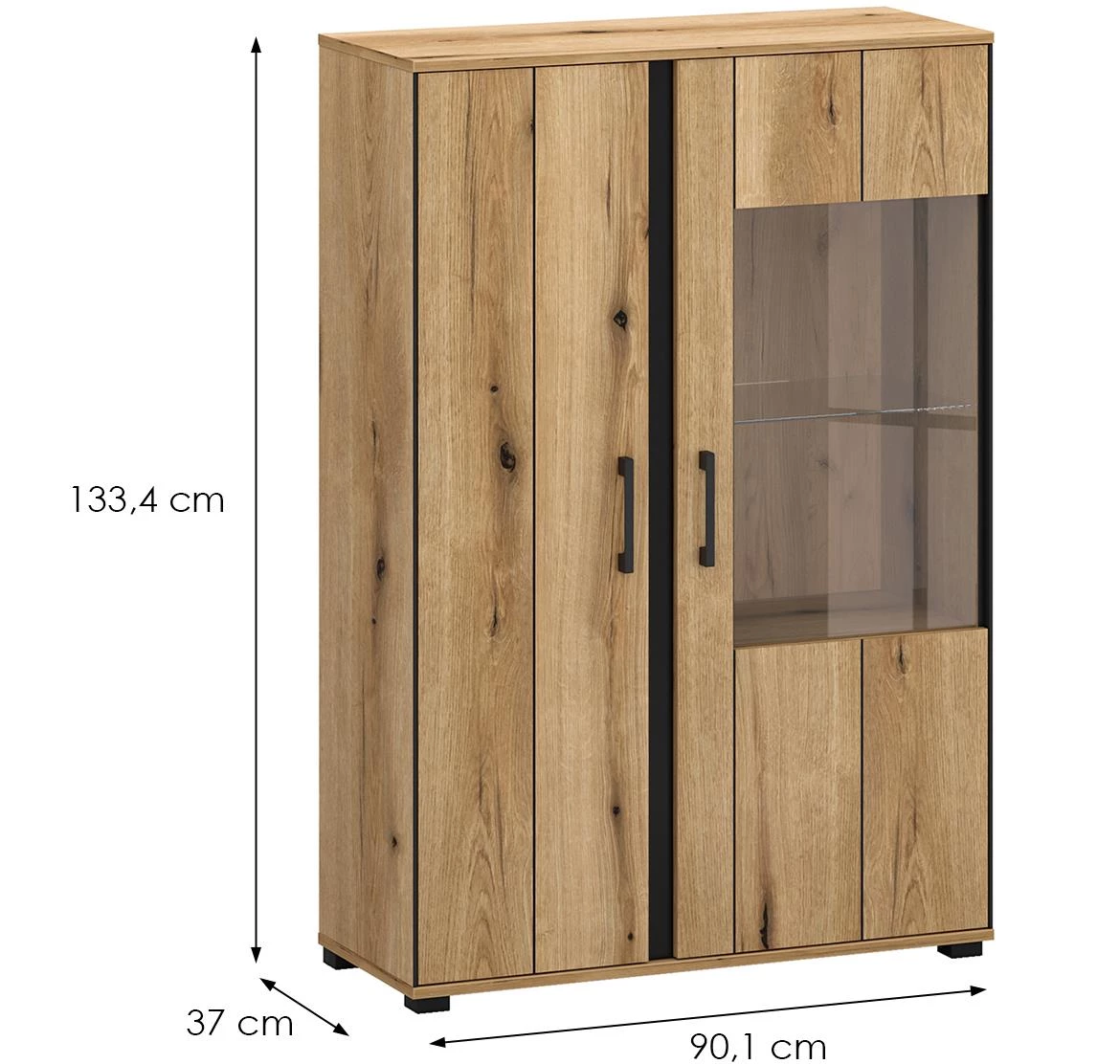 Kendal C vitrina 90,1x37x133,4 cm evoke hrast/crna