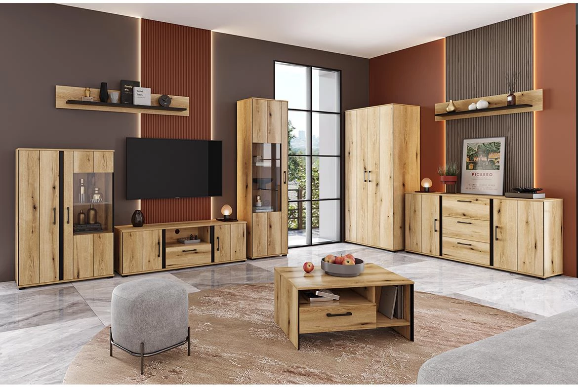 Kendal C vitrina 90,1x37x133,4 cm evoke hrast/crna