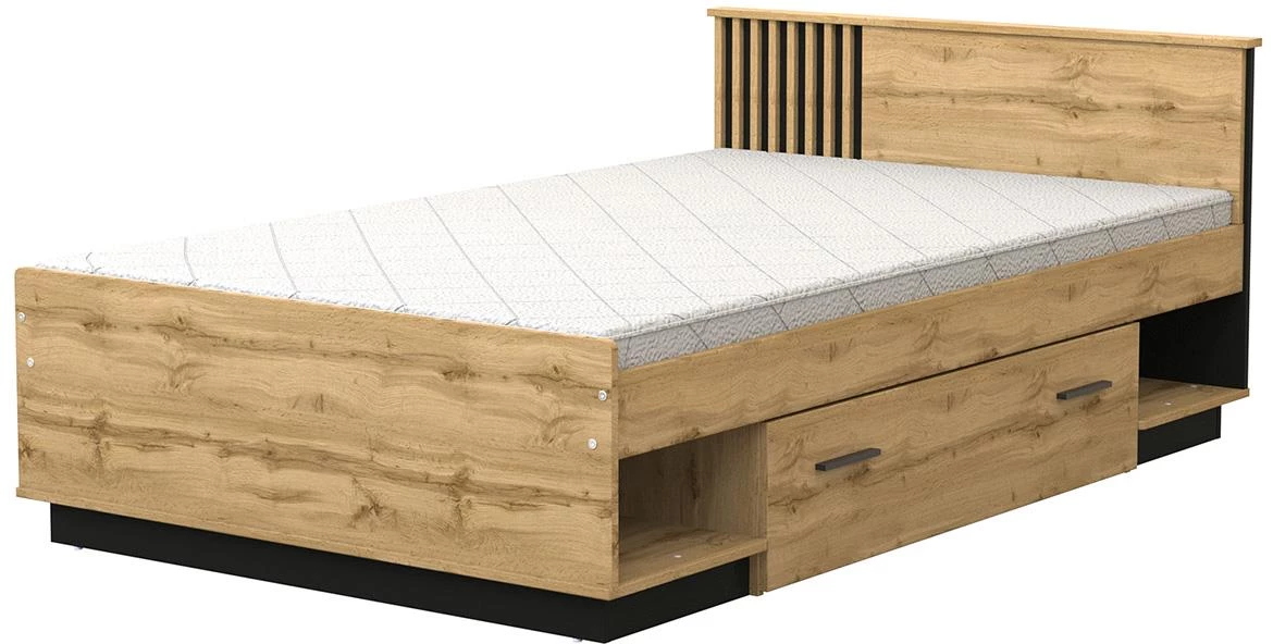 Lamelo LA20 krevet s podnicom i fiokom 124,8x206,6x78,6 (120x200) wotan hrast