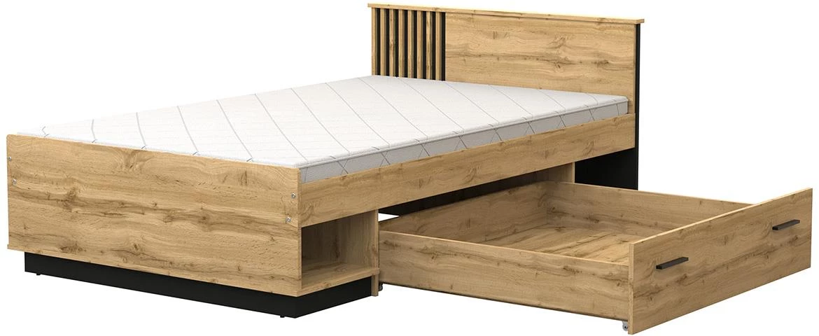 Lamelo LA20 krevet s podnicom i fiokom 124,8x206,6x78,6 (120x200) wotan hrast