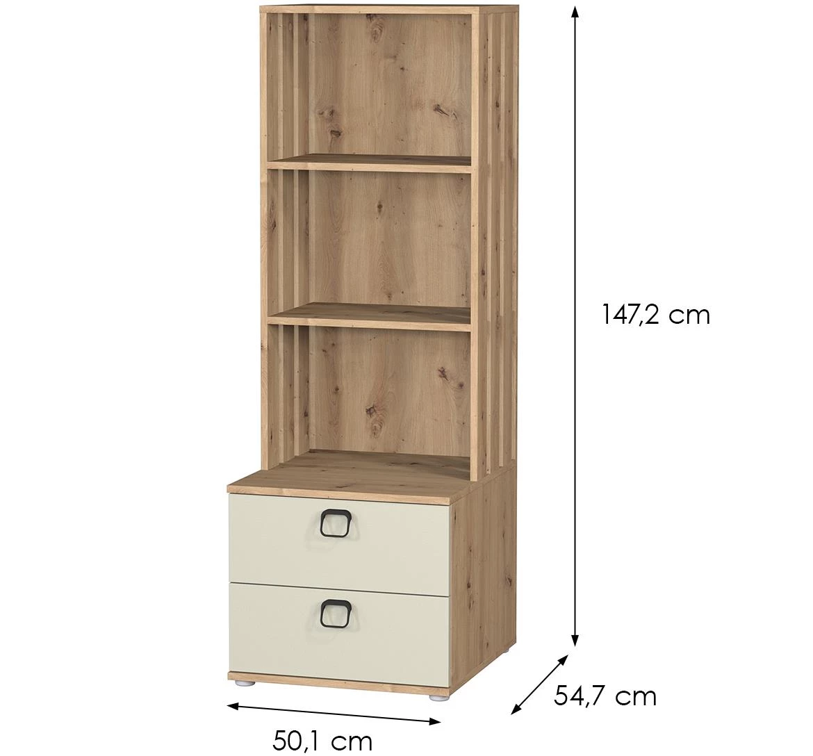 Camari 2s polica 3otvora+2fioke 50x55x147,2 artisan hrast/kašmir