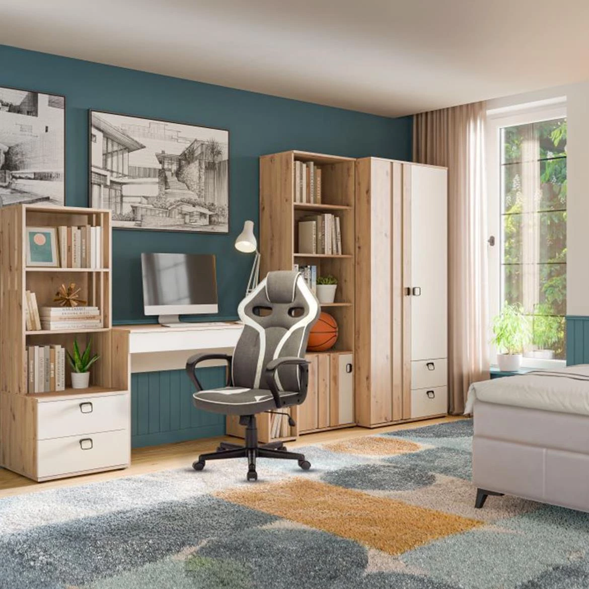 Camari 2s polica 3otvora+2fioke 50x55x147,2 artisan hrast/kašmir