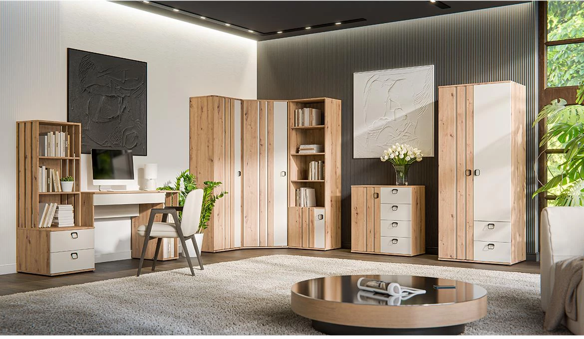 Camari 2s polica 3otvora+2fioke 50x55x147,2 artisan hrast/kašmir