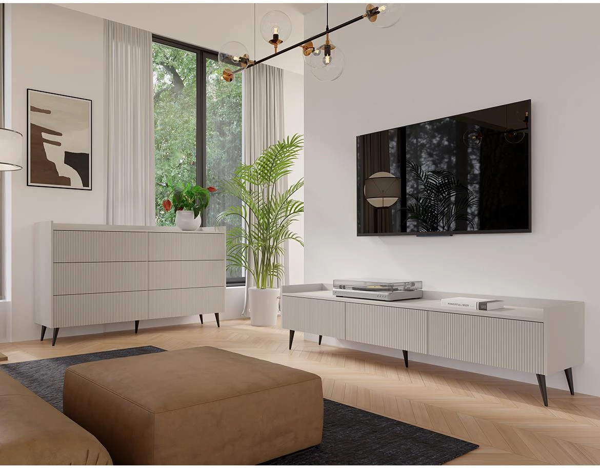 Ademo 4 Komoda 1 vrata+ 3 fioke 126x41x92 cm kašmir