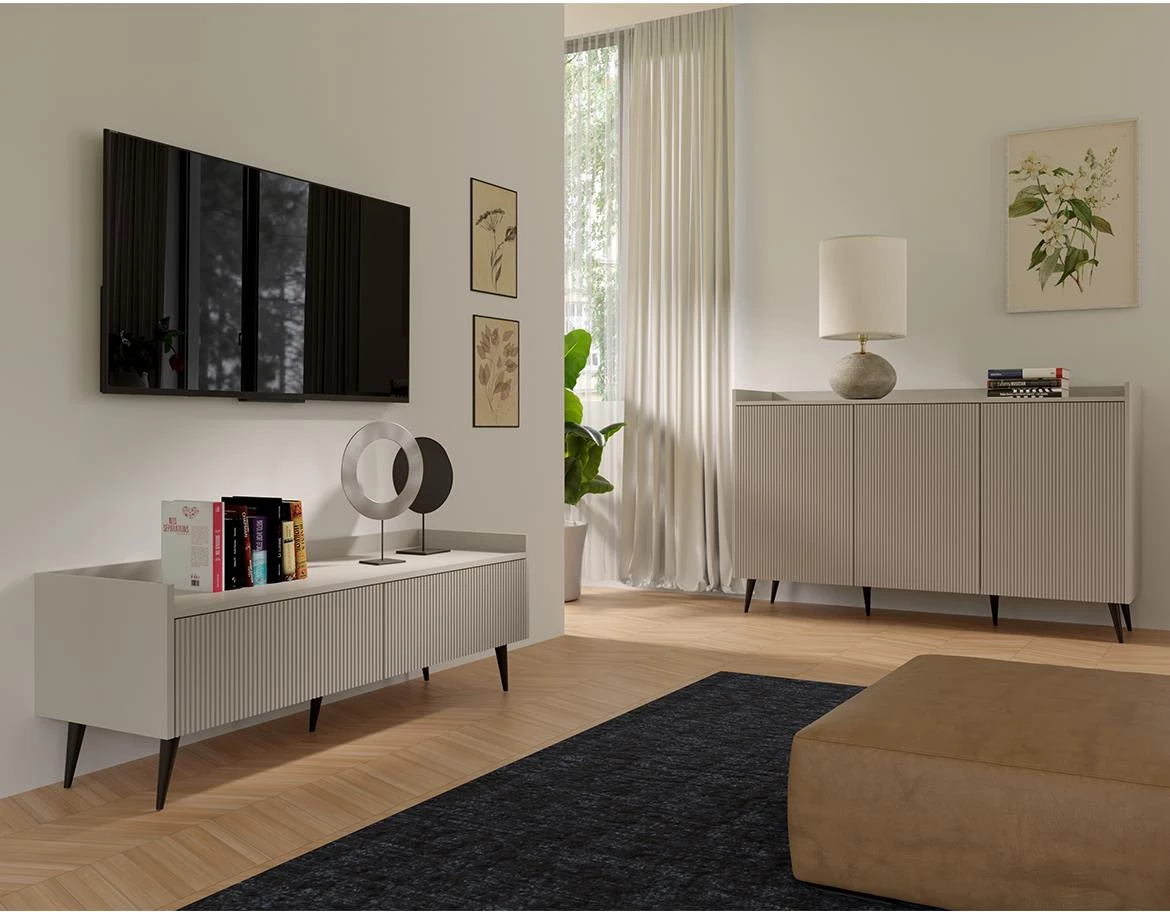 Ademo 4 Komoda 1 vrata+ 3 fioke 126x41x92 cm kašmir