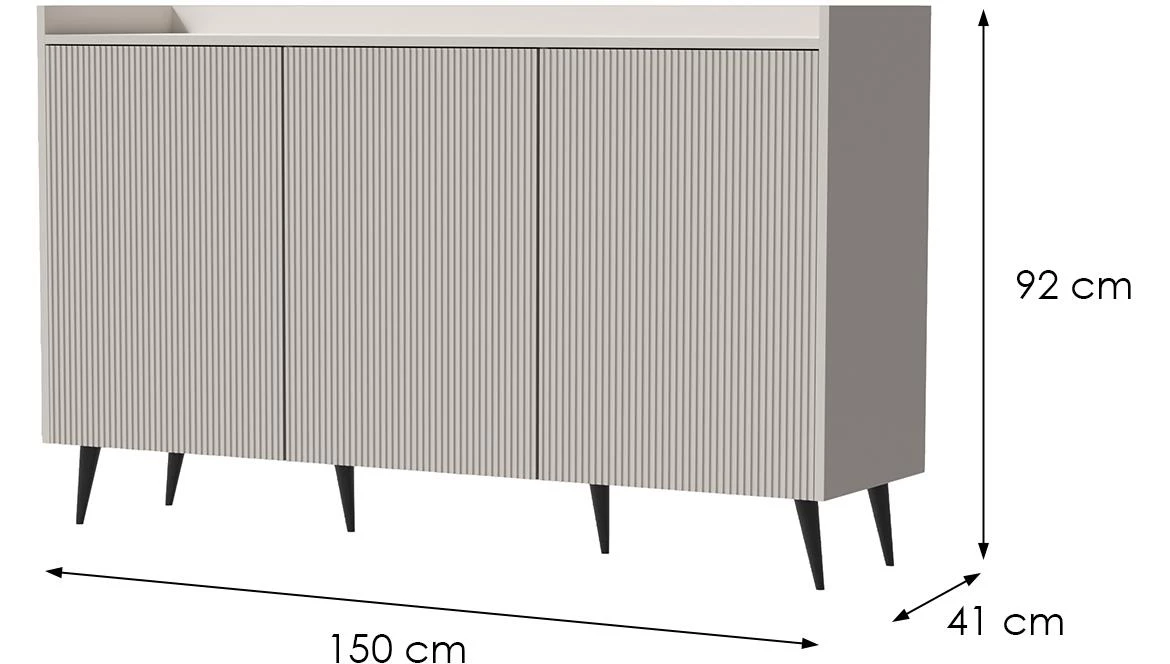 Ademo 2 komoda 3 vrata 150x41x92 cm kašmir