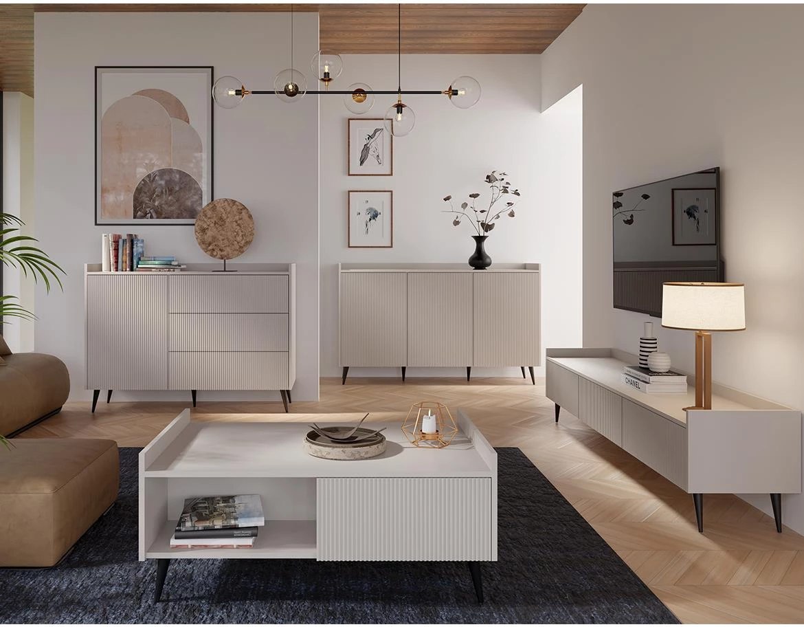 Ademo 2 komoda 3 vrata 150x41x92 cm kašmir