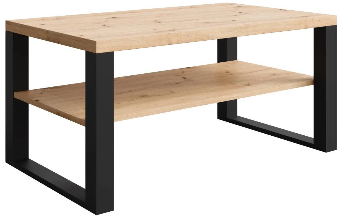 Mona 1050 klub sto sa policom 105x60x50 cm artisan/crna