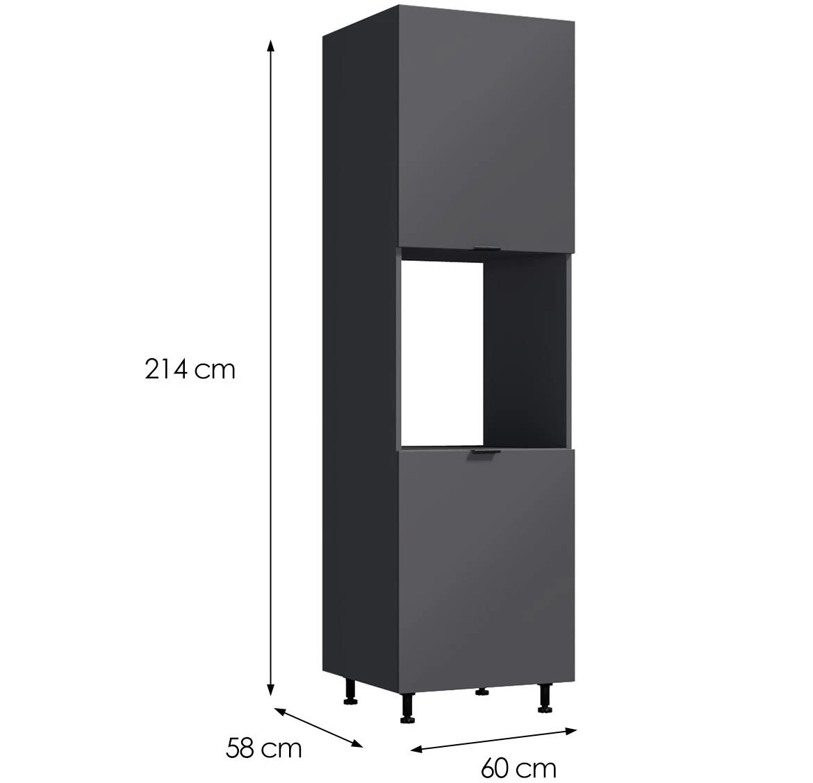 Loft II D60 KU kuhinjski ormar 2vrata 60x58x214 Grafit siva