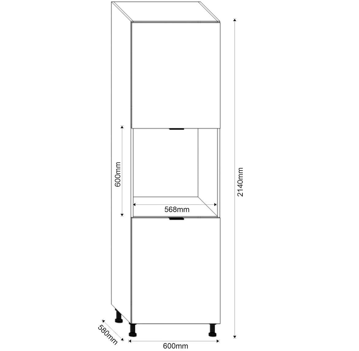 Loft II D60 KU kuhinjski ormar 2vrata 60x58x214 Grafit siva