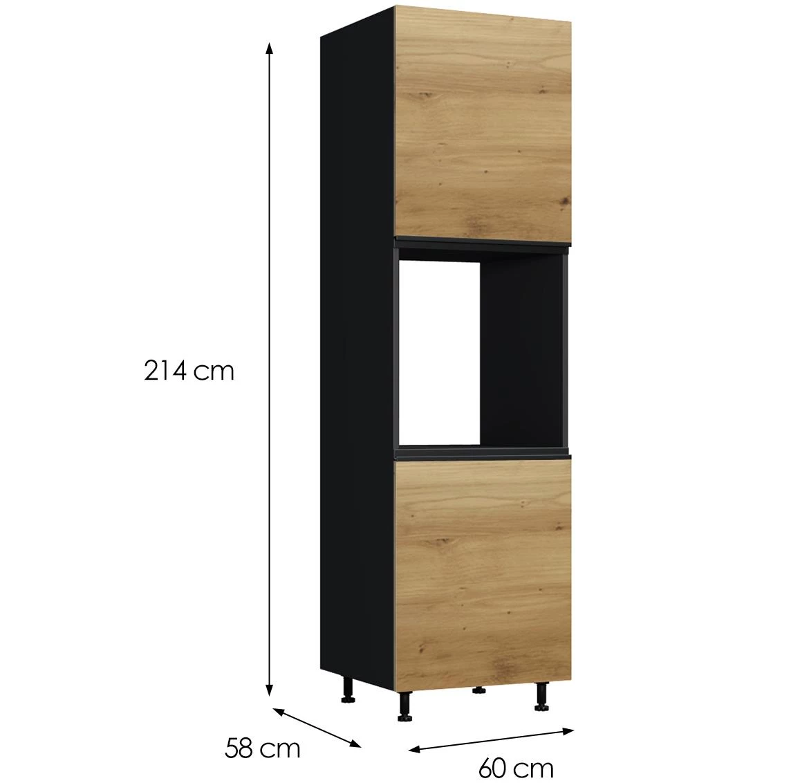 Industry D60 KU ormar 2vrata 60x58x214 crni/artisan