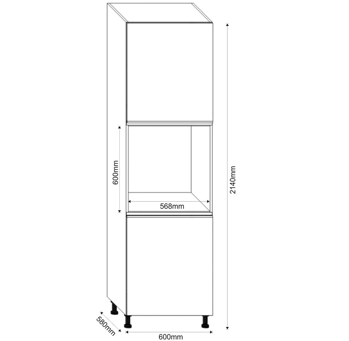 Industry D60 KU ormar 2vrata 60x58x214 crni/artisan