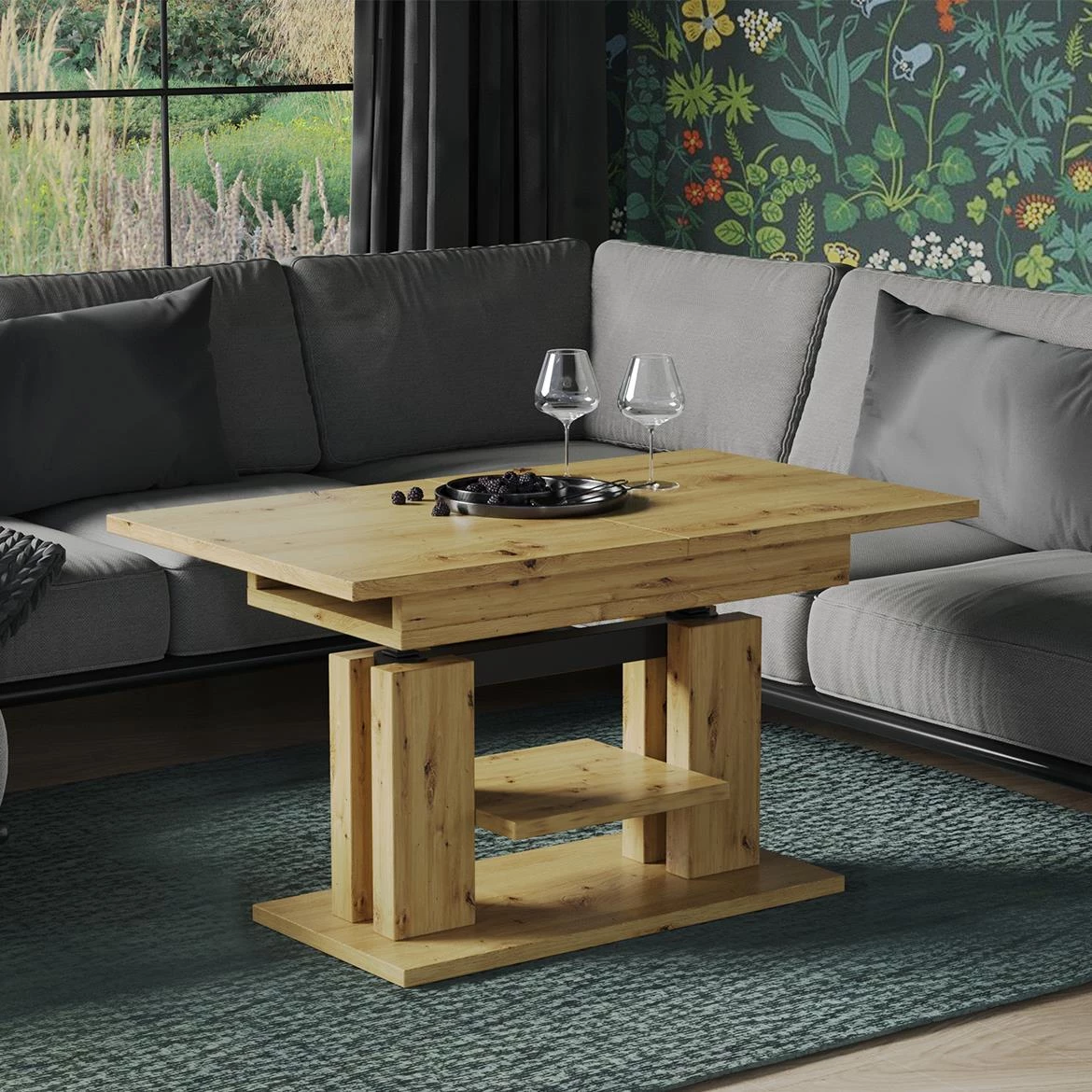 Iso produživi i podizni klub sto 110(170)x65x58(75) artisan hrast