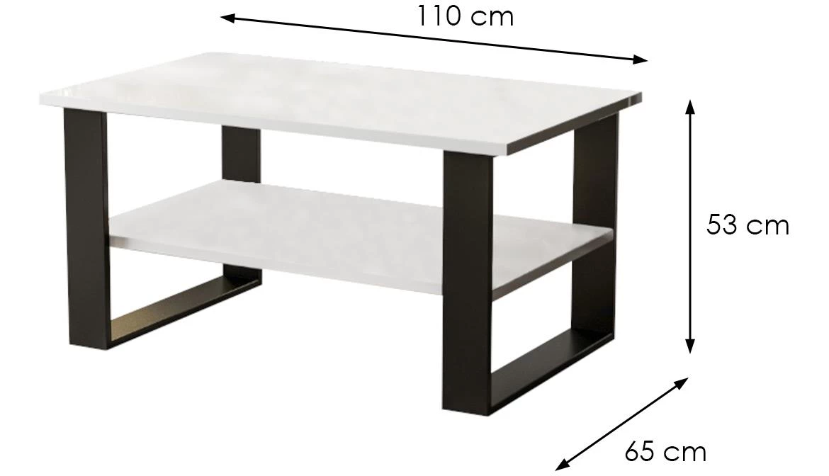 Inga klub sto 110x60x53 beli sjaj