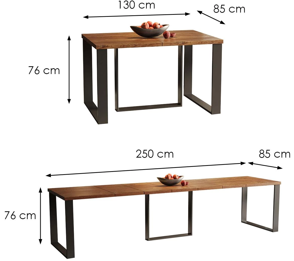 Borys max-250 produživi sto 130 (250)x85x76 hrast Stirling
