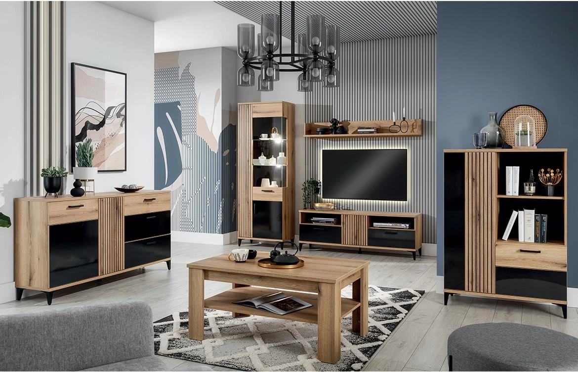 Aris As15 Nocni stocic 52x39x50 cm hrast/crni