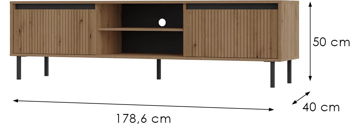 Osaka 312 2S tv komoda 2 fioke + 2 otvora 178,6x40x50 cm hrast