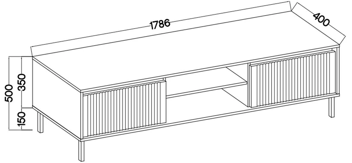 Osaka 312 2S tv komoda 2 fioke + 2 otvora 178,6x40x50 cm hrast
