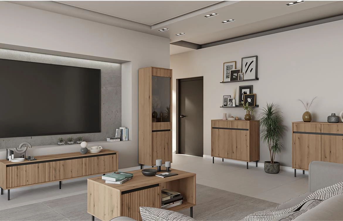 Osaka 312 2S tv komoda 2 fioke + 2 otvora 178,6x40x50 cm hrast