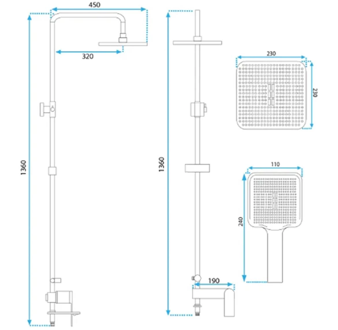 Rea set za tuširanje sa efektom olu?e, crni MY1902-78B