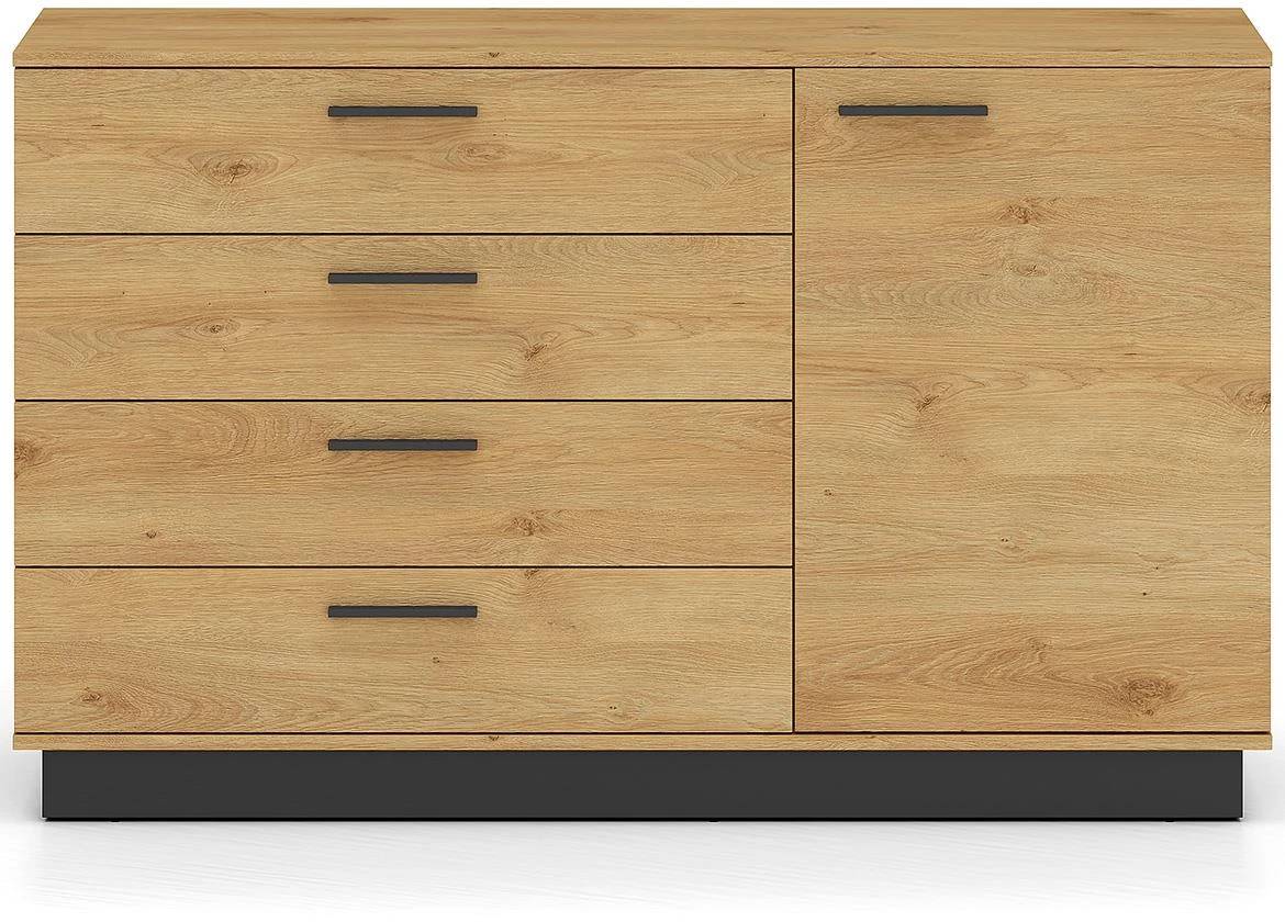 Modesto 05 komoda, 1 vrata + 4 fioke, 138x40x86 cm hrast