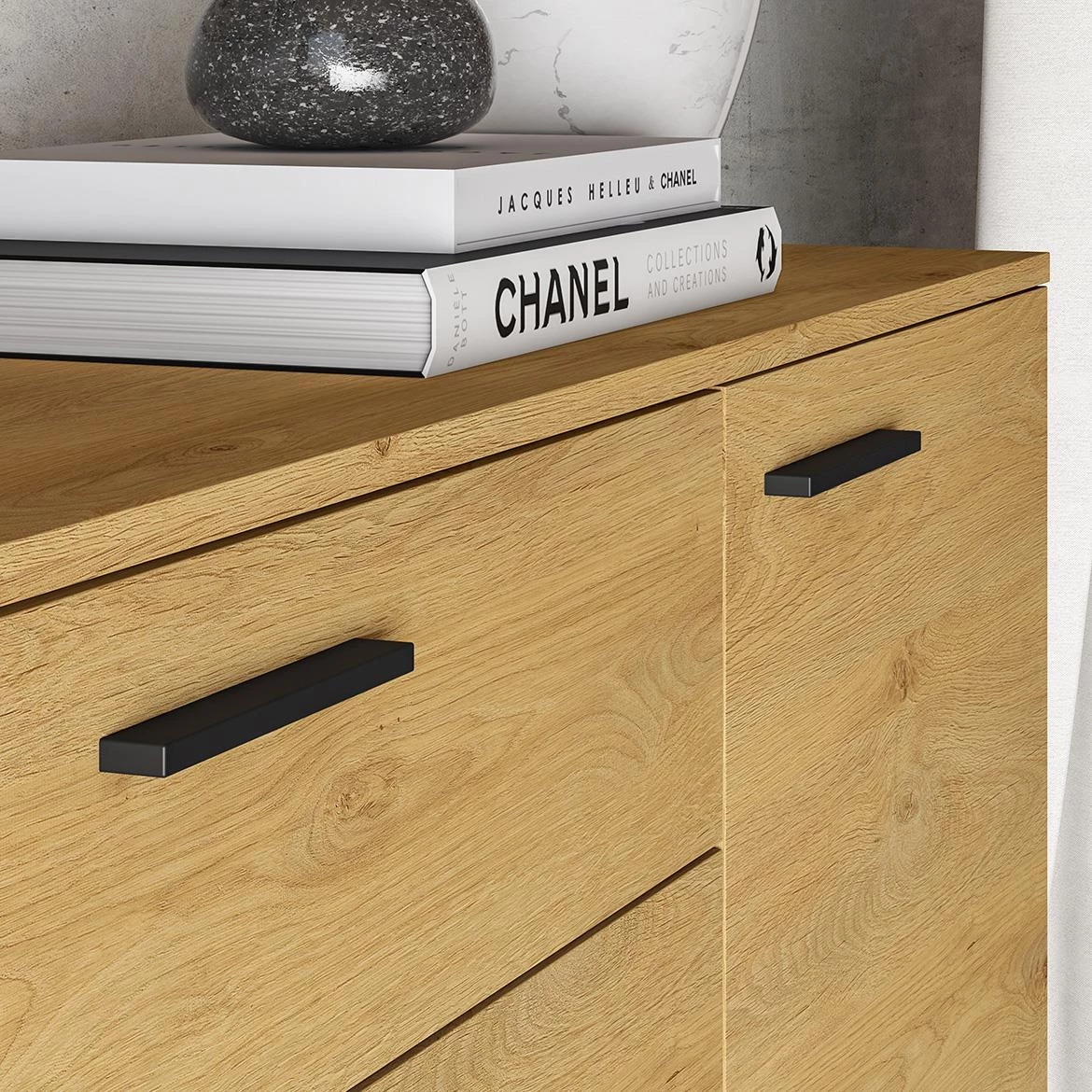 Modesto 05 komoda, 1 vrata + 4 fioke, 138x40x86 cm hrast