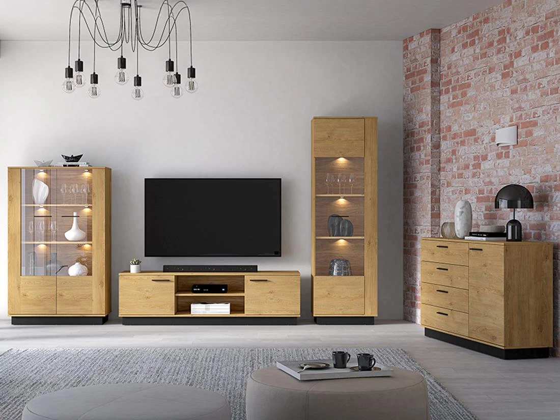 Modesto 05 komoda, 1 vrata + 4 fioke, 138x40x86 cm hrast