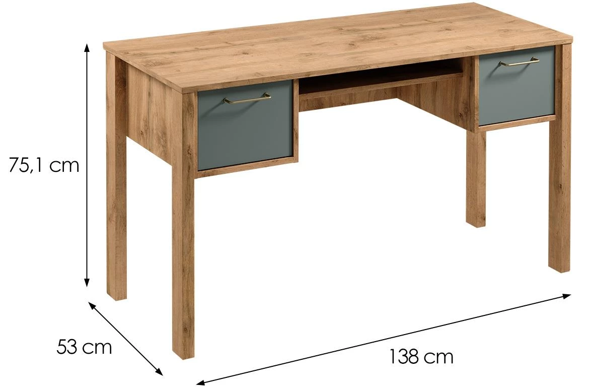 Indigo B2S sto  2 fioke 75x53x138 cm votan hrastovo- zelene boje