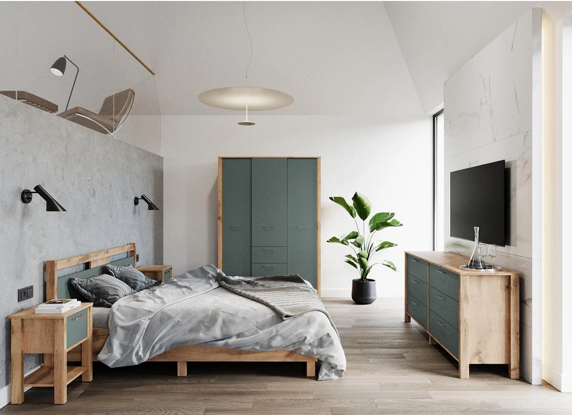 Indigo B2S sto  2 fioke 75x53x138 cm votan hrastovo- zelene boje