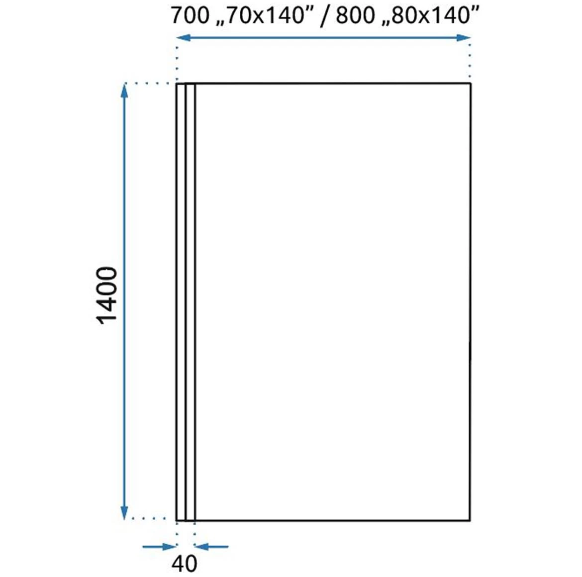 Paravan za kadu Lagos-1 fiksni 80x140 crni