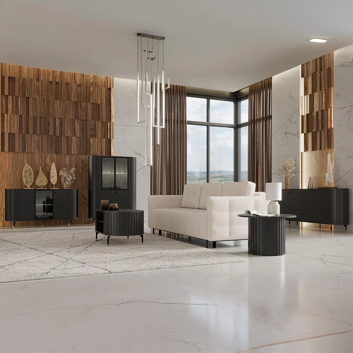 Zante Za3 komoda 3 vrata 150x40x81 cm crna